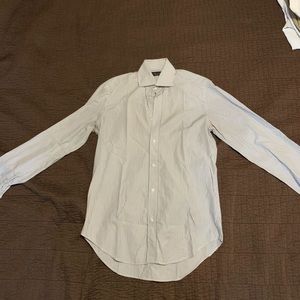 White long sleeve button down with grey stripes